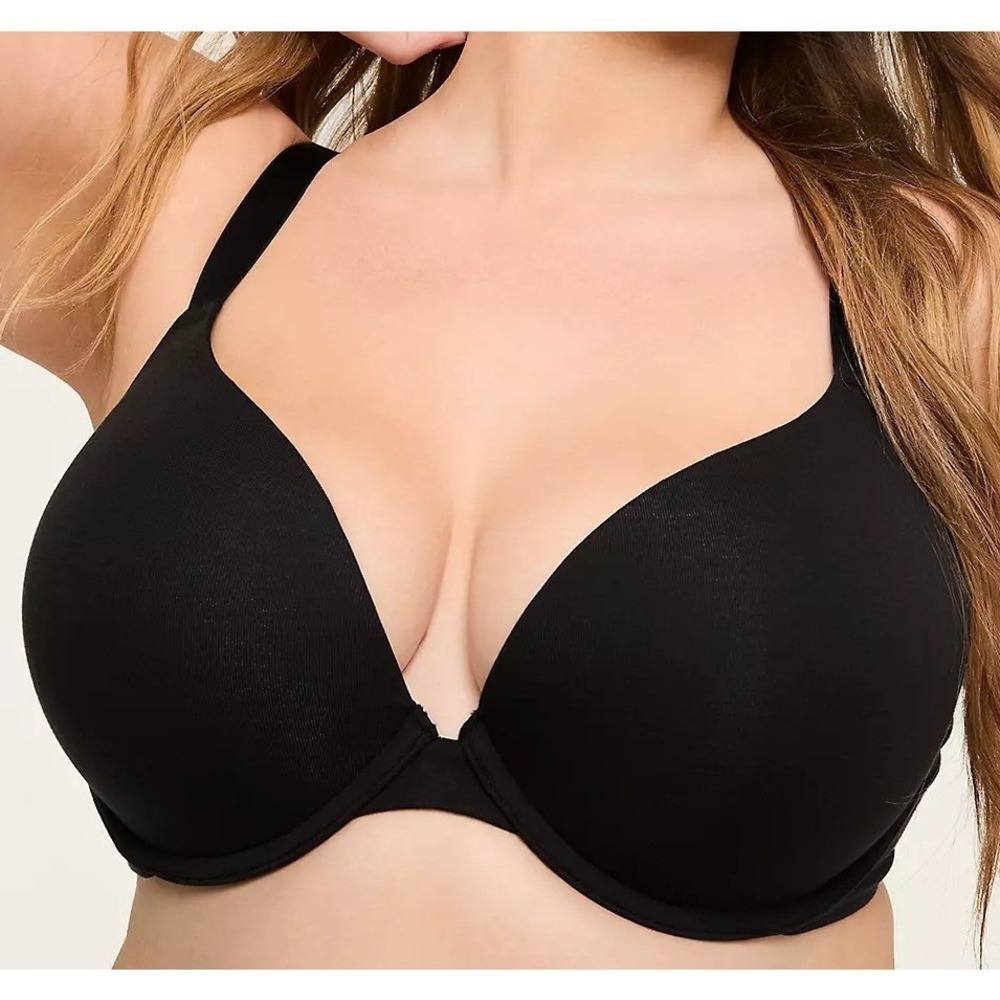 Cacique 46D $52 Black Lightly Lined Full Coverage Cotton Underwire Bra
